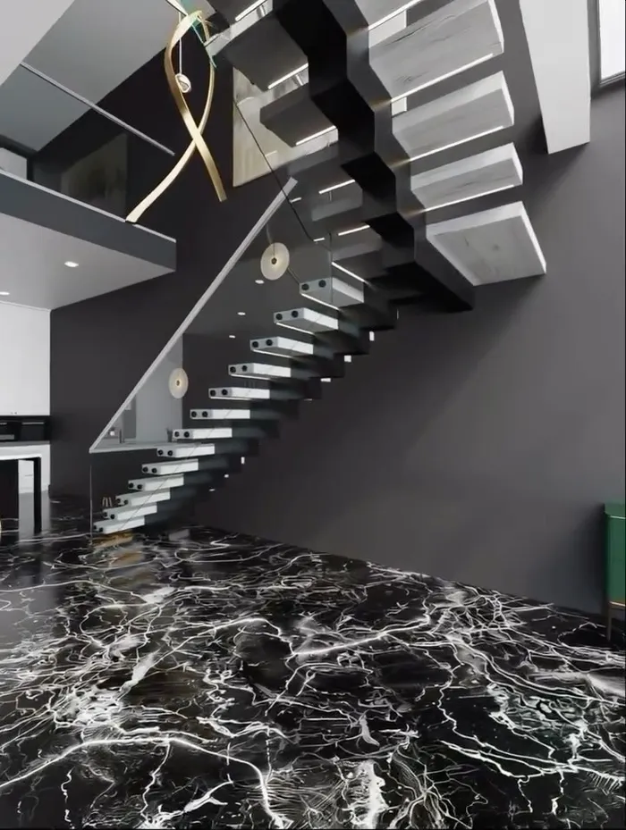 Custom floating staircase installed in a Los Angeles home